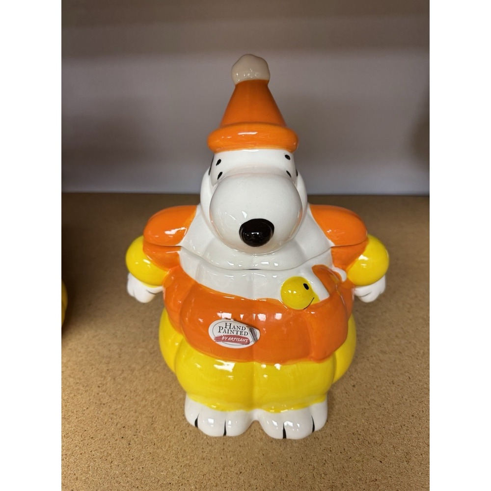 Peanuts Snoopy Woodstock Halloween Candy Corn Puffer Jacket Cookie Jar Canister